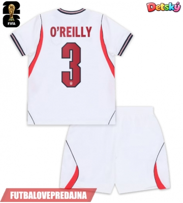 Lacne Dětský Futbalové dres Anglicko Nico O'Reilly #3 MS 2026 Krátky Rukáv - Domáci (+ trenírky)